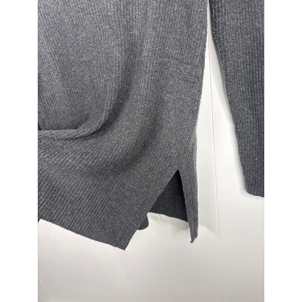 ✨2/$30✨ Anthropologie Ett Twa Amrita Gray Ribbed Notch Neck Tunic Sweater Medium - Picture 8 of 8